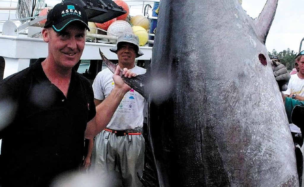 Brett Taylor with the tuna caught off the Sunshine Coast. Brett Taylor with the tuna caught off the Sunshine Coast.